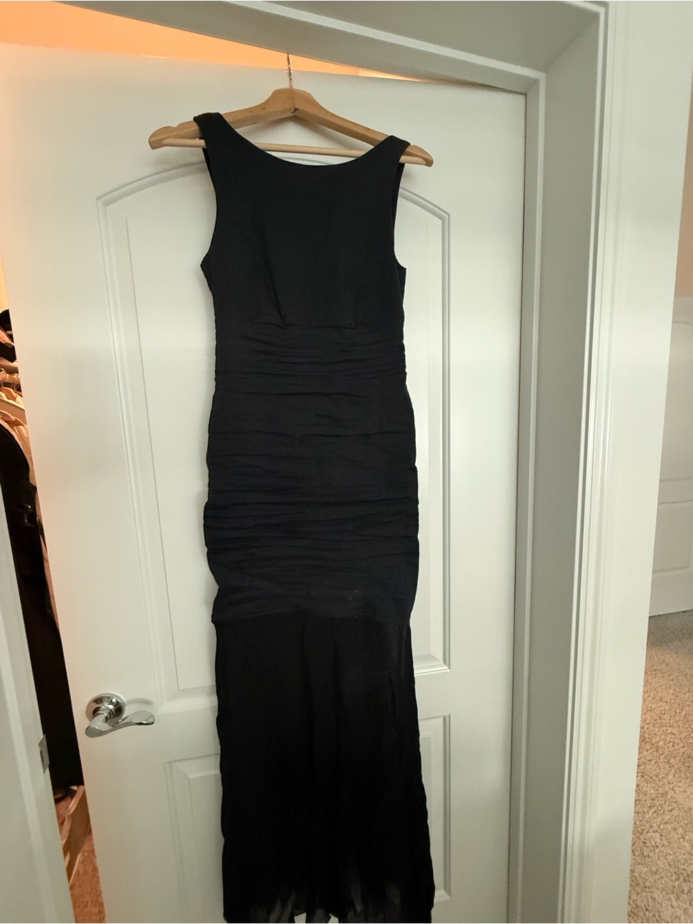 Black Sleeveless Ruched Maxi Dress by